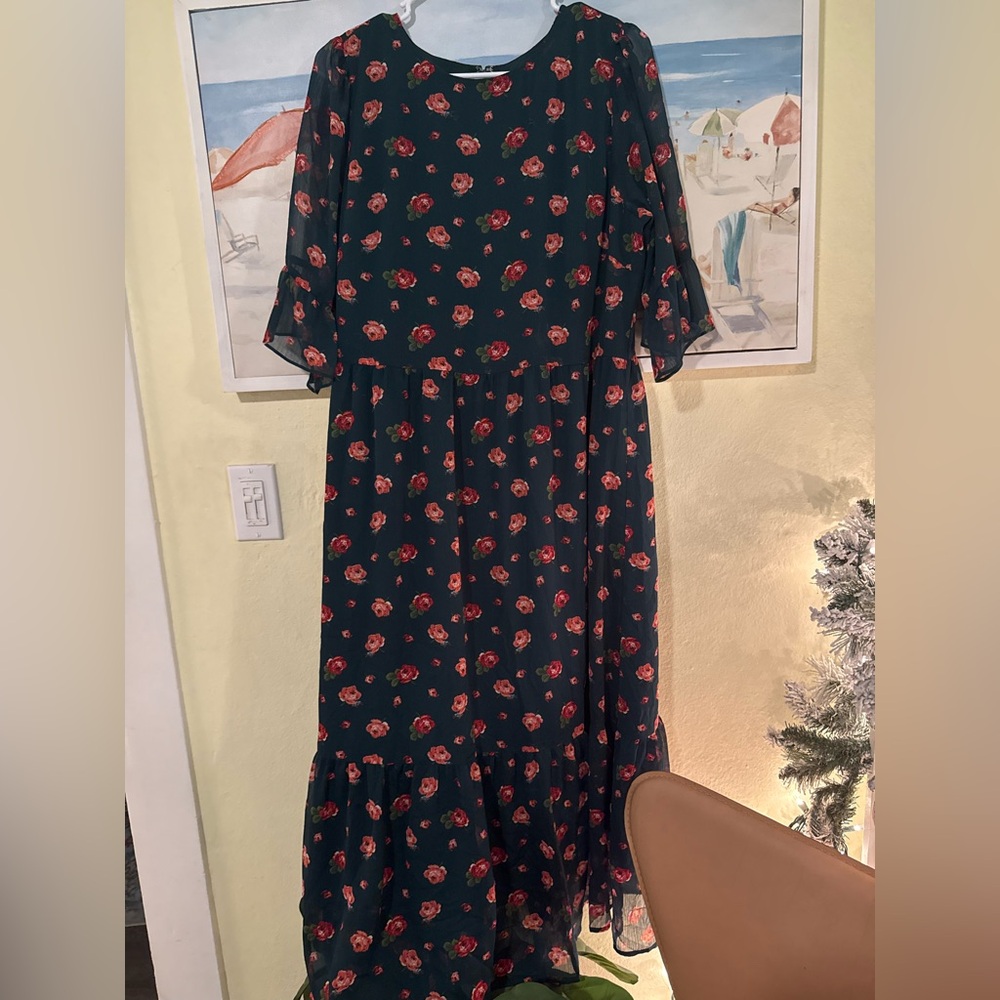 LOFT Floral Chiffon Maxi Dress